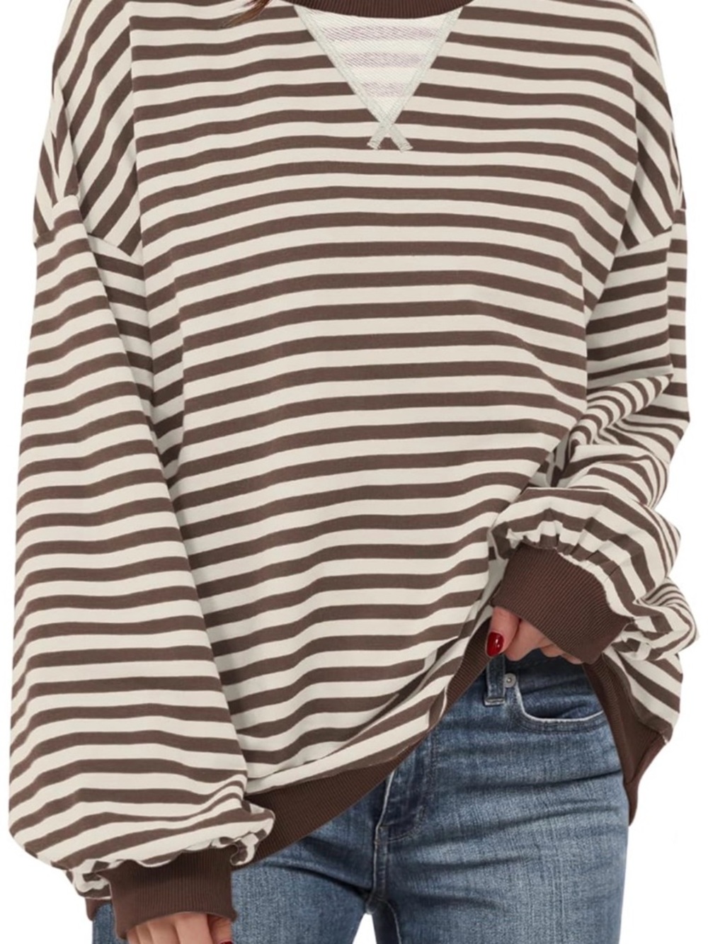 Striped Brown and Cream Oversized Sweatshirt